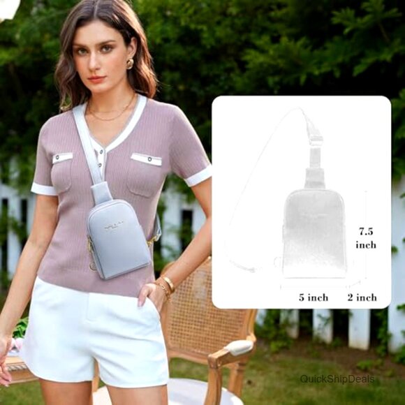 Small Vegan Leather Sling Bag Crossbody Purse Lightweight Travel Everyday - Picture 2 of 7